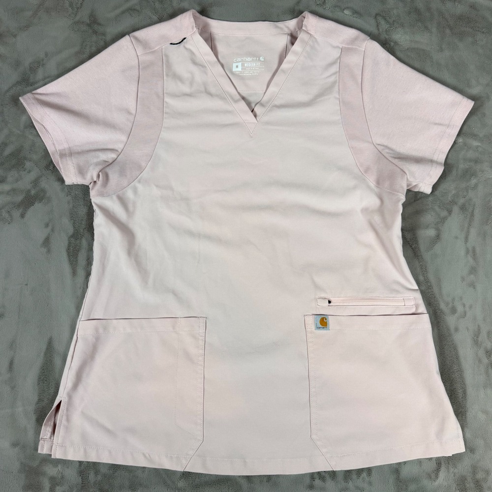 Carhartt Liberty Force Modern Fit Scrub Top V-Neck Light Pink Womens Medium
